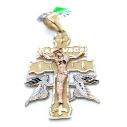 14kt Gold Tri Color Xl Caravaca Jesus Cross 14.10grams 162528 11
