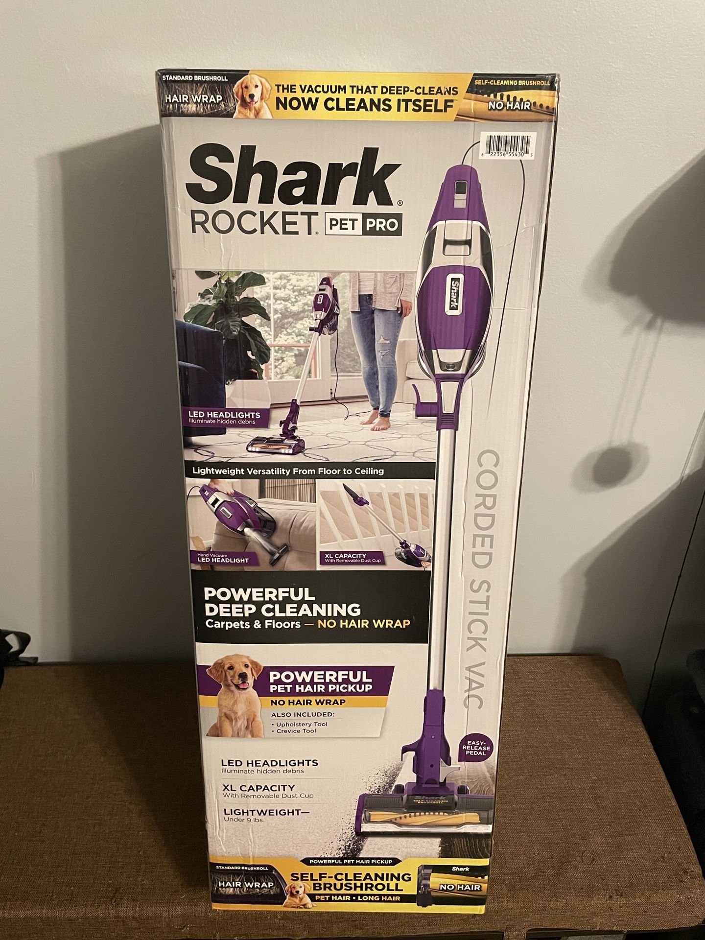 NEW Shark Rocket ZS350 Silver/Purple Stick Vacuum with Self Cleaning Brushroll