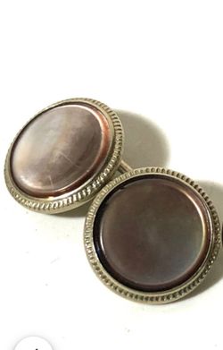 Old chrome Art Deco and abalon with platinum-inlaid rims. Complete set of tuxedo bogs 1930 $40