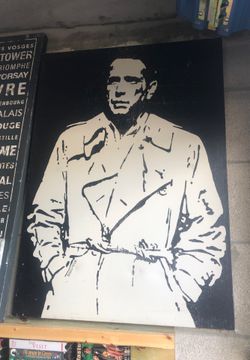 Humphrey Bogart on cloth framed 30”X42” no glass Artist Signed DooLittle
