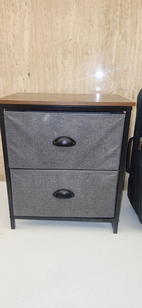 Costway 2 Drawers Nightstand Side Table Storage Unit Display Metal Frame Dorm Room
