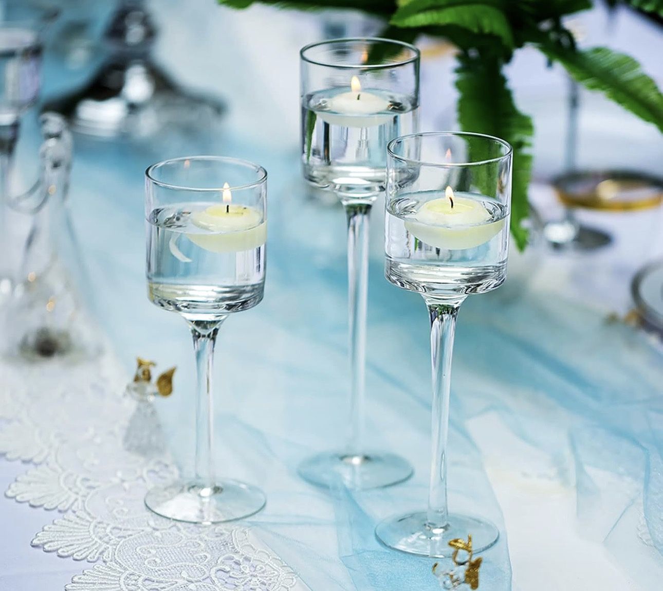 Tall Glass Pillar Candle Holders – Set of 30 (10 Sets of 3)