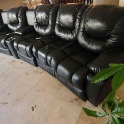 Custom Leather Reclining Movie / Theater Chairs