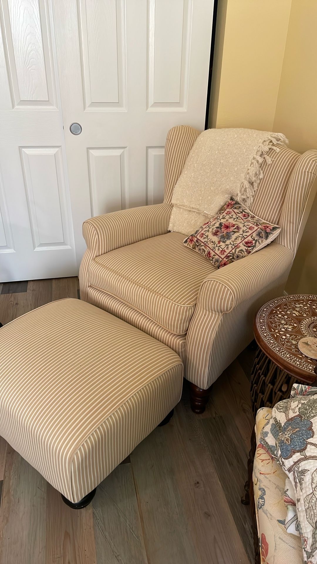 Upholstered Chair And Foot Stool $40.