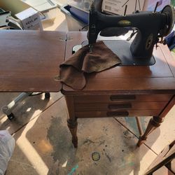 White Rotary Antique Sewing Machine Table