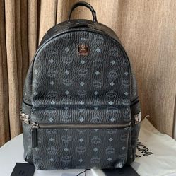 Brand New McM Studded LEATHER Backpack  LARGE !