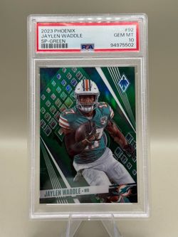 Panini 2023 Phoenix Jaylen Waddle SP Green #92 /15 Miami Dolphins PSA 10