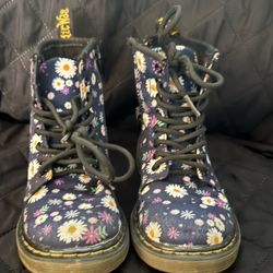 Dr. Martens Boots Floral Flowers Blue Purple Zipper Size 12