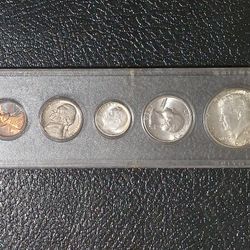1964 United States Coin Set - End of Era - Final Year 90% Silver was used - Whitman Case