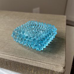 Small Vintage Turquoise Glass Trinket Dish ( 3”x3” ) firm on price 