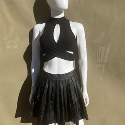 Black Faux Leather Skirt