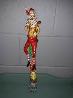 Adorable handpainted tall Santa on presents