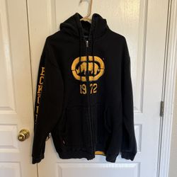 Men’s Vintage Y2K Ecko Unltd Black & Gold Zip Up Hoody - Size Large 