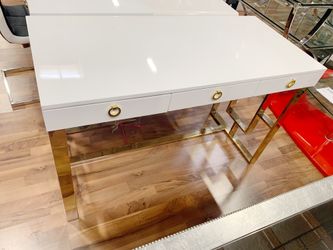 White Vanity Desk | White & Gold desk