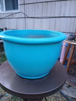 Bright  Blue Glazed Ceramic Planter Self Watering