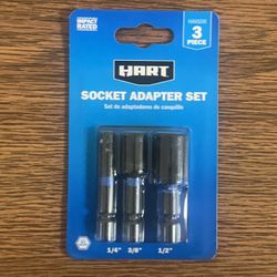 HART 3-Piece Socket Adapter Set – 1/4 in, 3/8 in, 1/2 in