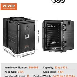 😀 VEVOR Insulated Food Pan Carrier, 95 Qt Hot Box for Catering, LLDPE Food Box Carrier w/Double Buckles, Front Loading Food Warmer w/Handles, Stackab