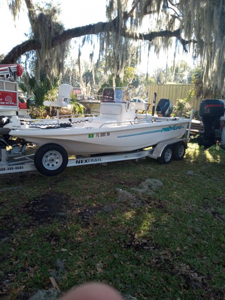 1998 Pro Line Center Console With A 115 Mercury Very Clean Boat Nice Trailer Power Pole Trolling Motor