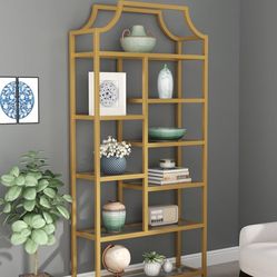 Tempered Glass Gold Bookcase