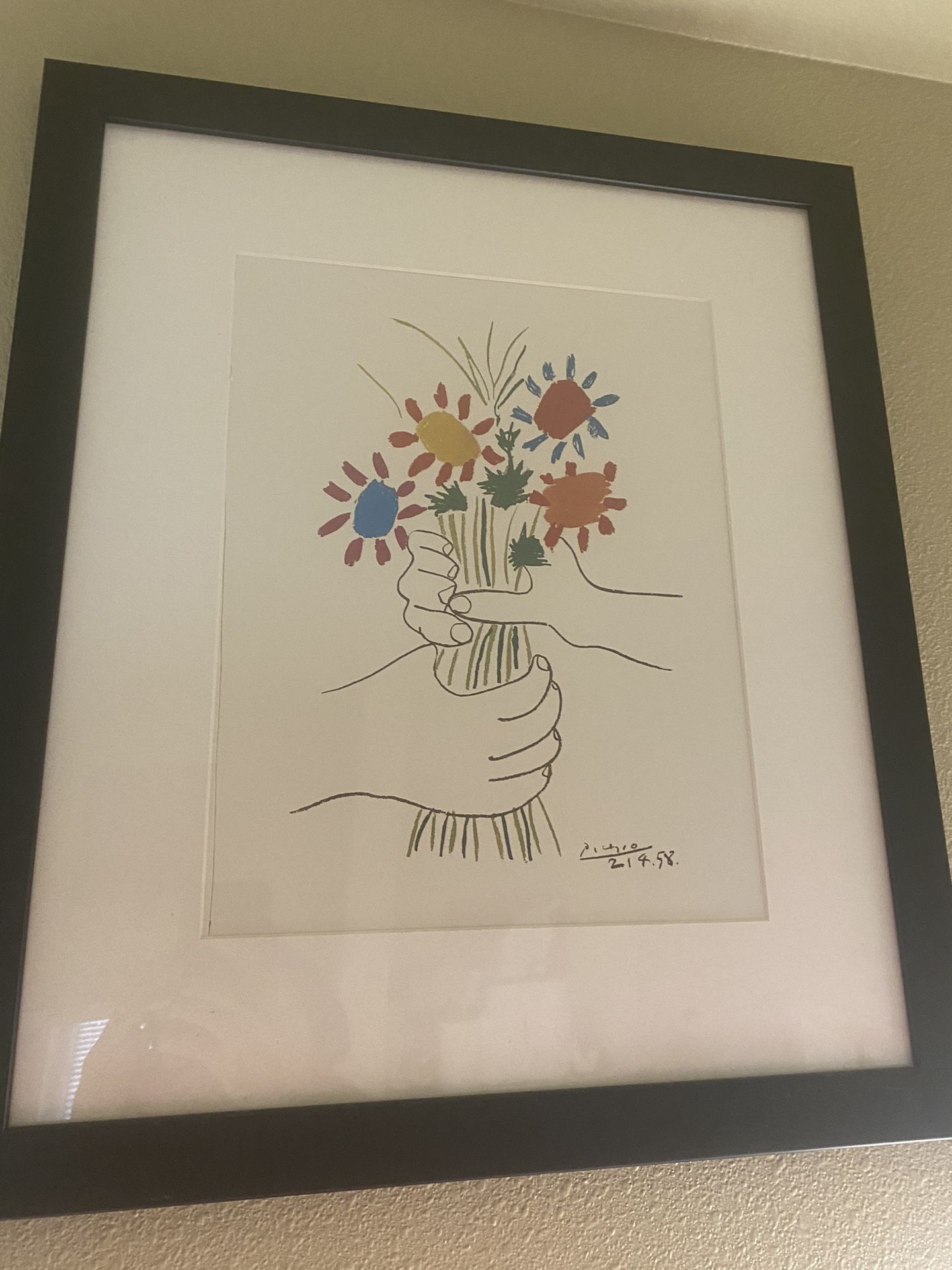 PABLO PICASSO “Le Bouquet de Fleurs Bouquet of Peace” Vintage Lithograph Framed
