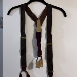 Vintage COACH Silk & Leather Suspenders 