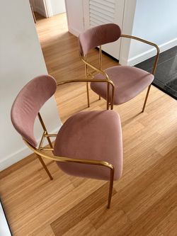 Etta Avenue Bellatrix Blush Pink Velvet Armchairs with Gold Frame - Set of 2