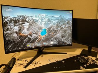 Curved black monitor