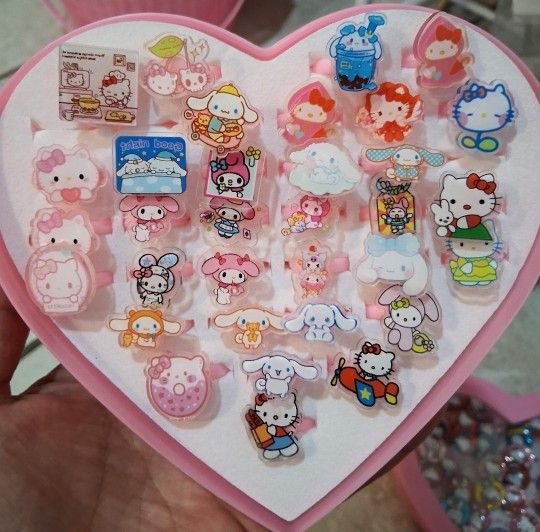 New My Melody, Cinnamoroll & Hello Kitty Kids Rings - 2 For $1.25