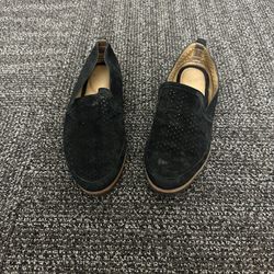 Franco Sarto Shoes Womens 7 M Factor Slip On Loafers Comfort Black Faux Leather