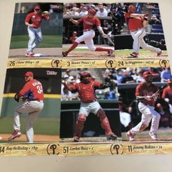 Lot 6 Philadelphia Phillies 5x7 Trading Cards 2012 Roy Halladay Utley Pence