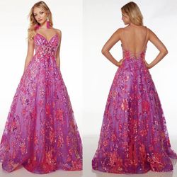 New With Tags Alyce Paris Sequin Floral Print Ball Gown $159