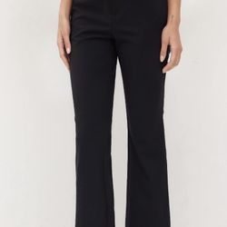 Black Stretch Mid Rise Flared Trouser Dress Pants