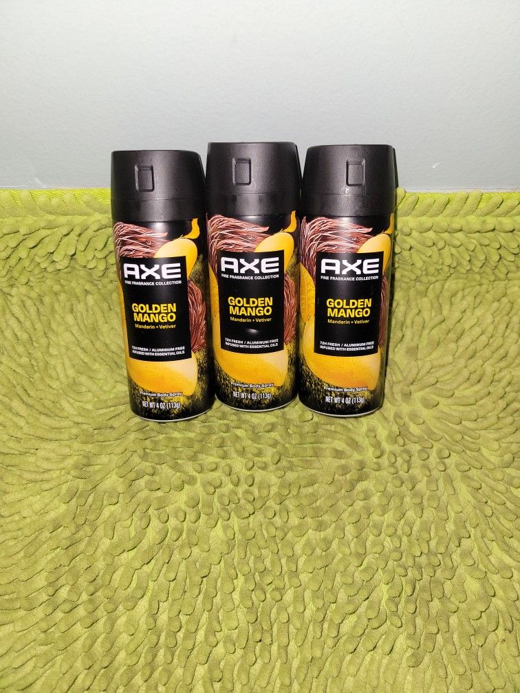 3 Axe Deodorants Spray 4oz Golden Mango