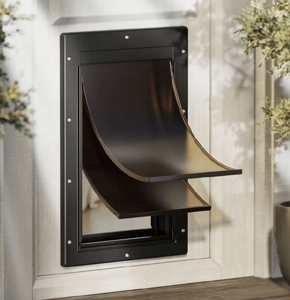 NEW Dog Pet Door for Easy Install, Magnetic Flaps, Closing Panel Size Large New, Open Box For Pets up to 100 Pounds