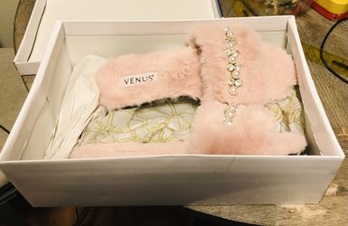 Venus Faux Fur Pearl Slide Slippers