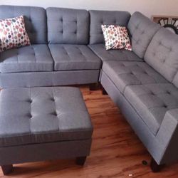 4pcs Sectional Sofá w/ottoman