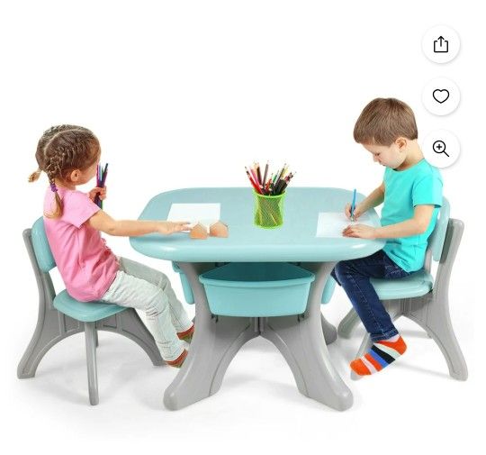 Infans Children's Kids Activity Table & Chair Set Play Furniture W/ Storage Outdoor Indoor HW56085GN