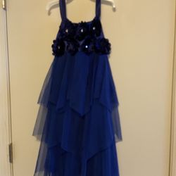 Blue Fringe Girls Dress