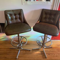 Vintage Leather Bar Stool Seats