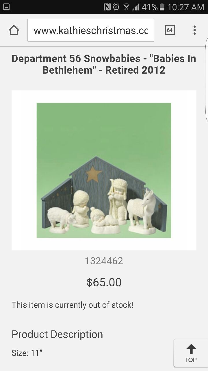 COLLECTABLE Department 56 Snowbabies "Babies in Bethlehem"
