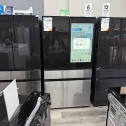 Samsung - Bespoke 29 Cu Ft 4-Door French Door Refrigerator With AI Family Hub + & Auto Open Doors In Charcoal Glass And Stainless Steel 🖤🩶