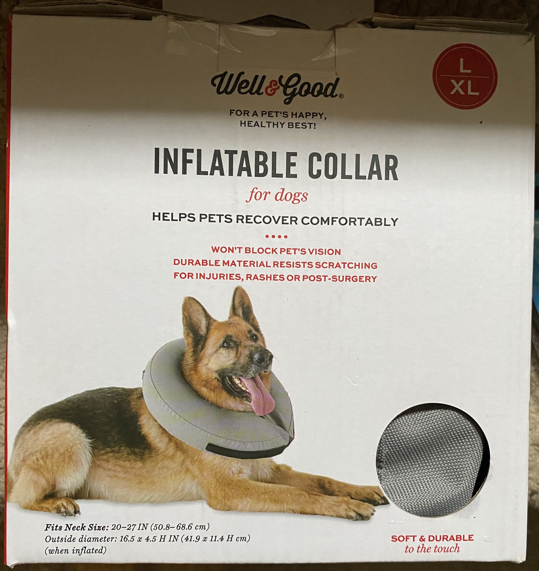 Well & Good Inflatable Collar for Dogs and Cats, Large/ X-Large-NEW