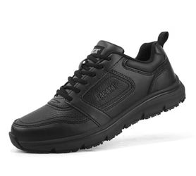 Jacata men's work boots with anti-slip coating for work in the field of catering, with arch support, for cooks, size 9.5.