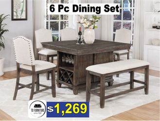6 Pcs Counter Height Dining Set, comedores, furniture, table, sillas
