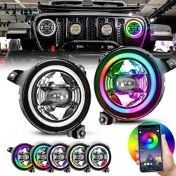 🔥 Upgrade Your Jeep! 9" RGBW LED Headlights for Wrangler JL & Gladiator JT! 🔥
