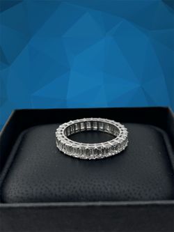 Emerald Diamond eternity band in platinum