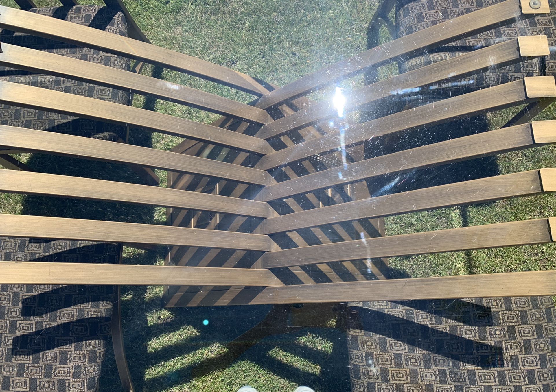 Unique Beveled Glass Top Dining Table & Chairs