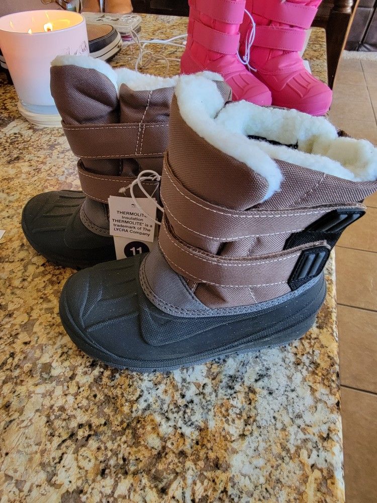 Little Boys Brown & Black Winter/Snow Boots
