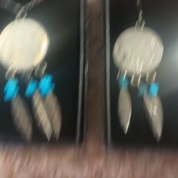 Earrings And Necklace Indian Nickel Sterling Silver Turquoise