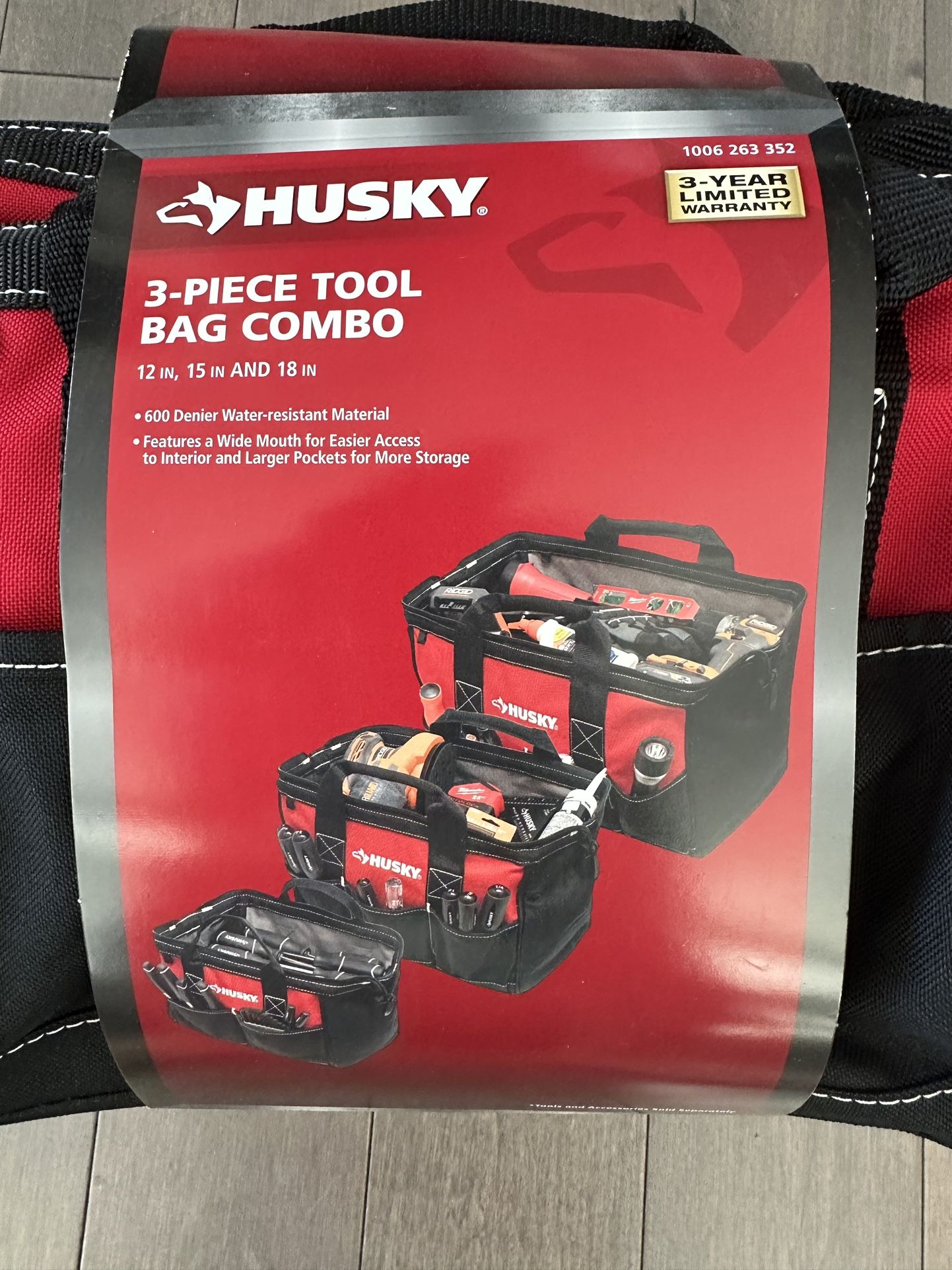 Brand New Husky 3 Tool Bags Combo (18” and 15” and 12” Sizes)